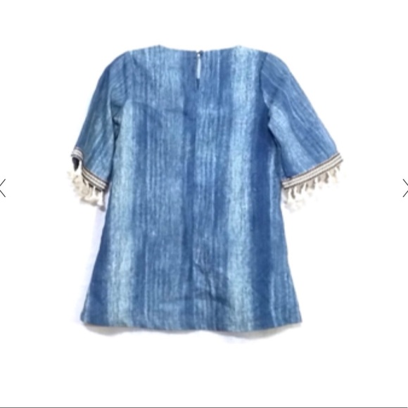 NEW Hayden Los Angeles Girls Denim Fringe Boho Dress 11/12 mini free people - Picture 2 of 6